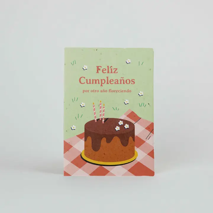 Tarjeta Plantable “Feliz cumpleaños” (manzanilla)
